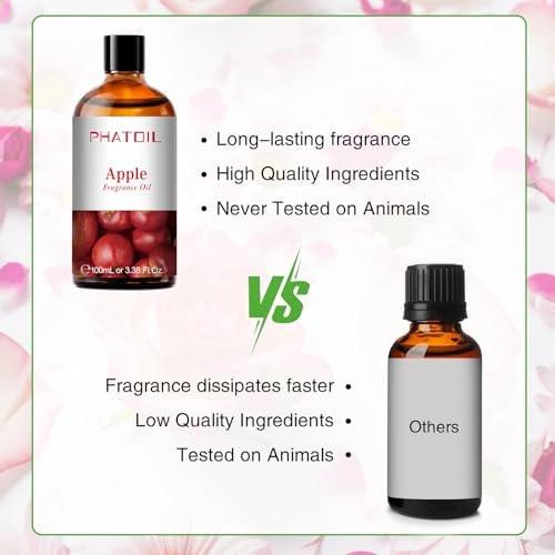 PHATOIL Apfelduftöl 100ml – Natürliches Aromaöl für Diffuser, Aromatherapie, DIY Kerzen & Seifen