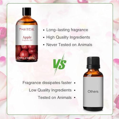 PHATOIL Apfelduftöl 100ml – Natürliches Aromaöl für Diffuser, Aromatherapie, DIY Kerzen & Seifen
