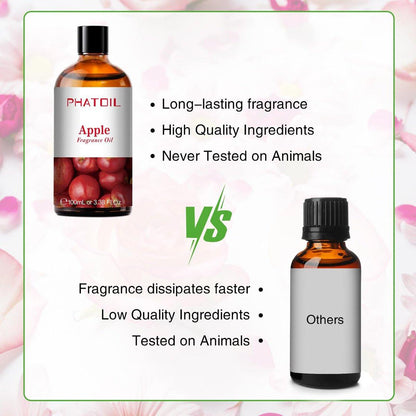 PHATOIL Apfelduftöl 100ml – Natürliches Aromaöl für Diffuser, Aromatherapie, DIY Kerzen & Seifen