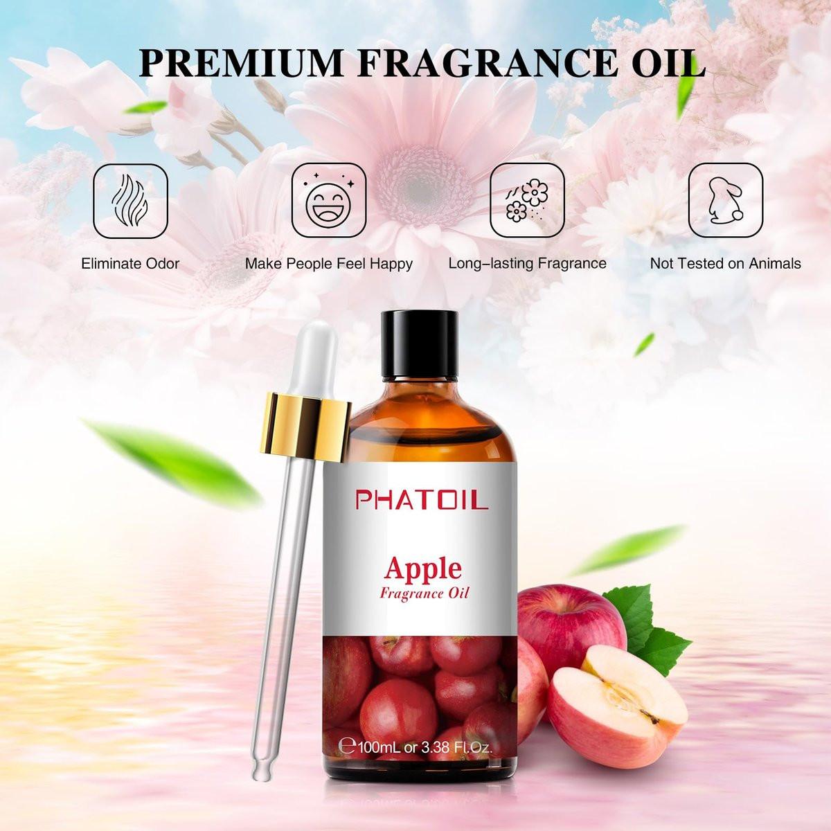 PHATOIL Apfelduftöl 100ml – Natürliches Aromaöl für Diffuser, Aromatherapie, DIY Kerzen & Seifen