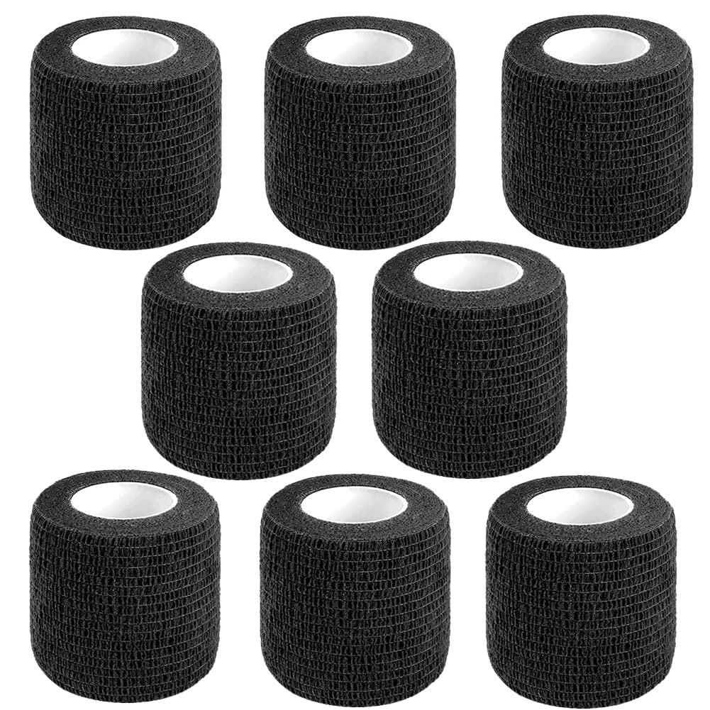 CIYAGPOOU Selbstklebende Bandage, 5 cm x 4,5 m, schwarz, 8er-Pack – Atmungsaktive elastische Kohäsivbinde für Sport und Erste Hilfe