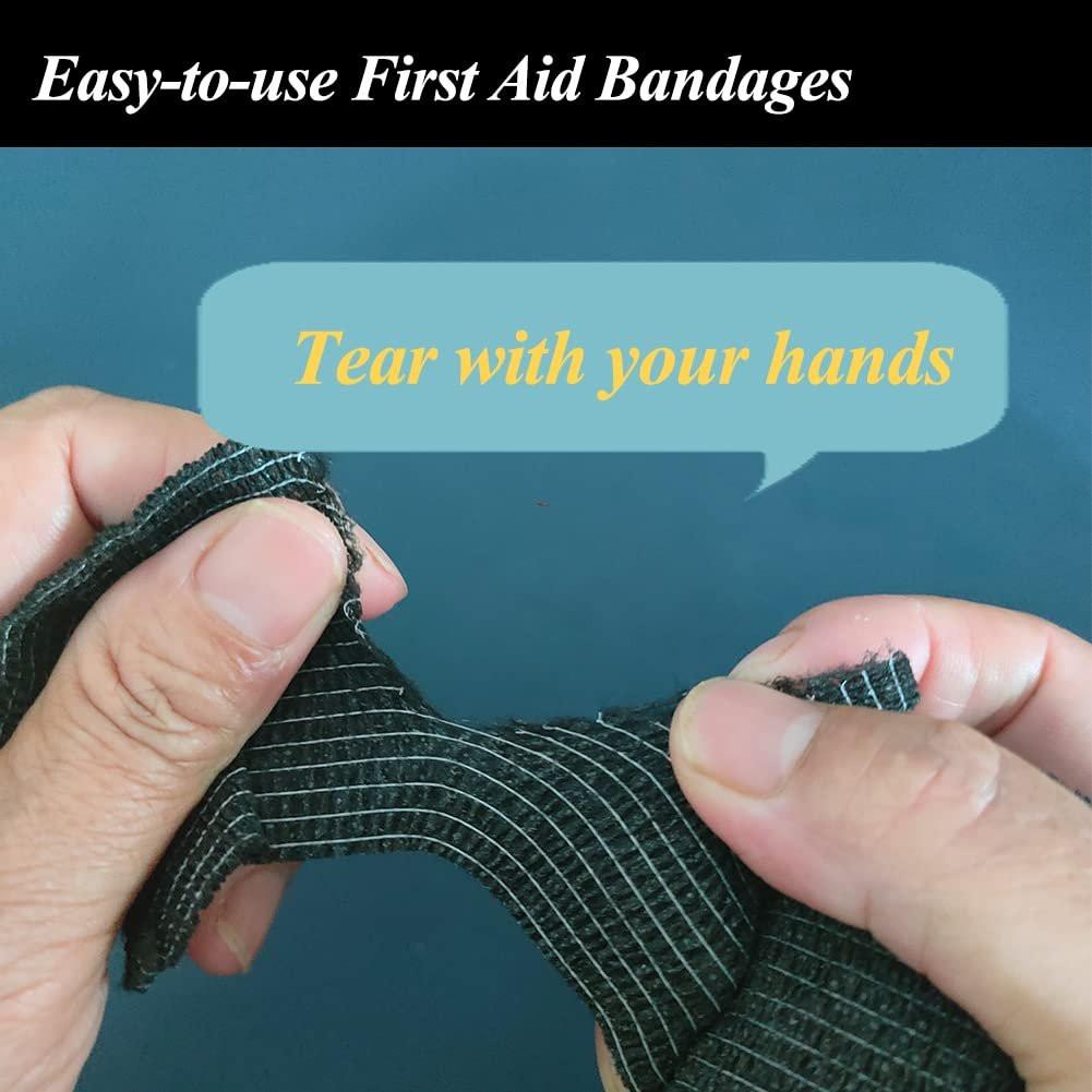 CIYAGPOOU Selbstklebende Bandage, 5 cm x 4,5 m, schwarz, 8er-Pack – Atmungsaktive elastische Kohäsivbinde für Sport und Erste Hilfe