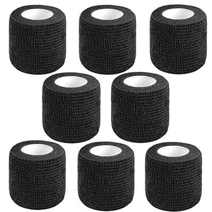 CIYAGPOOU Selbstklebende Bandage, 5 cm x 4,5 m, schwarz, 8er-Pack – Atmungsaktive elastische Kohäsivbinde für Sport und Erste Hilfe