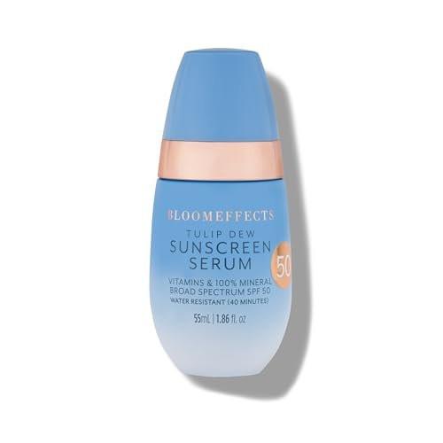 Bloomeffects Tulip Dew Sonnenschutz Serum mit mineralischem Breitband-LSF 50, wasserbeständig bis 40 Minuten, tierversuchsfreie Clean Beauty, 55 ml