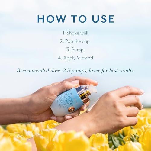 Bloomeffects Tulip Dew Sonnenschutz Serum mit mineralischem Breitband-LSF 50, wasserbeständig bis 40 Minuten, tierversuchsfreie Clean Beauty, 55 ml