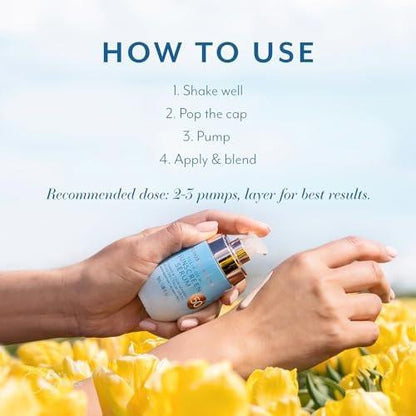 Bloomeffects Tulip Dew Sonnenschutz Serum mit mineralischem Breitband-LSF 50, wasserbeständig bis 40 Minuten, tierversuchsfreie Clean Beauty, 55 ml