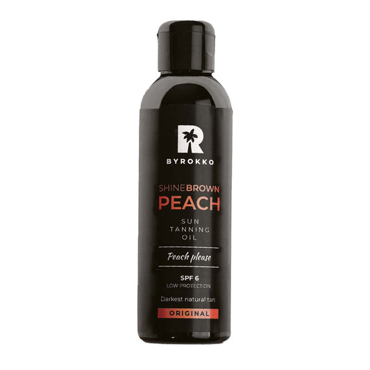 BYROKKO Shine Brown Premium Bräunungsbeschleuniger Pfirsichöl 150 ml – Natürlicher Bräunungsbeschleuniger für Sonnenbank & Outdoor-Sonne