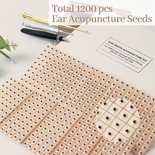 1200-teiliges Ohrsamen-Akupunktur-Set – Aurikuläre Aufkleber mit Akupunkturstift, Ohrkarte und Pinzette