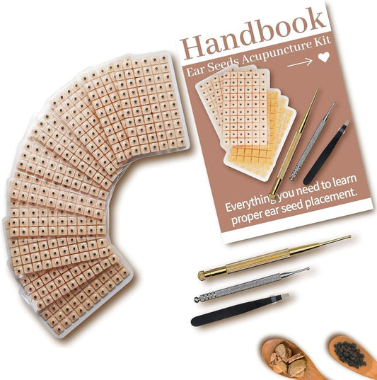 1200-teiliges Ohrsamen-Akupunktur-Set – Aurikuläre Aufkleber mit Akupunkturstift, Ohrkarte und Pinzette