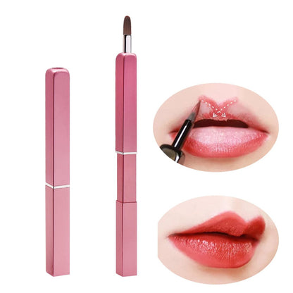 Professionelle Lip Brush Applicator – Ausziehbare Lippenpinsel für Damen, tragbares Lippenstift-Gloss-Make-up-Werkzeug (Pink)