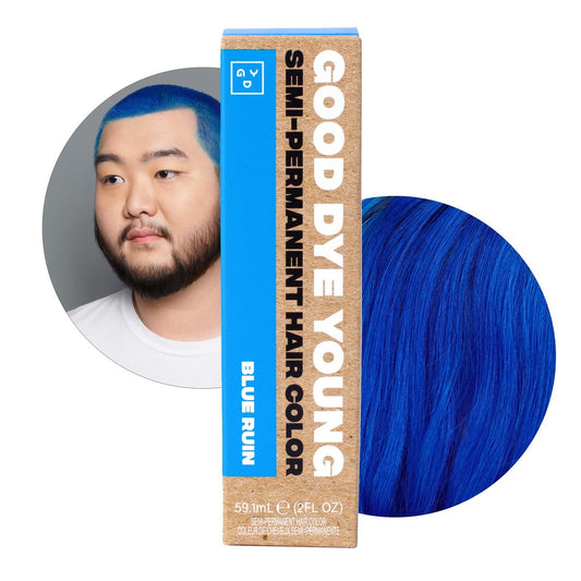 Good Dye Young Streaks and Strands Semi-Permanente Haarfarbe (Blue Ruin) - UV-Schutz, Pflegend, PPD-frei, Tierversuchsfrei & Vegan, Hält 15-24+ Wäschen