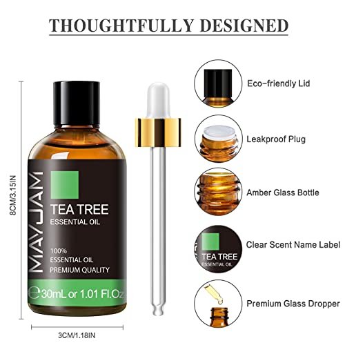 Tea Tree Öl, MAYJAM Reines ätherisches Öl für Diffuser, 30 ml – Ideal für Zuhause & Büro