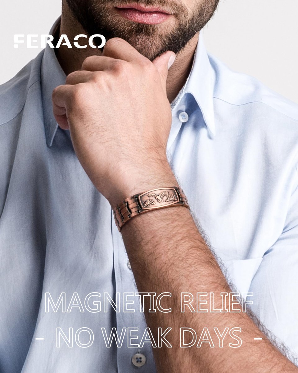 Feraco Kupferarmband für Männer – Magnetarmband aus 99,99 % reinem Kupfer mit Adler-Motiv und verstellbarem Größenwerkzeug