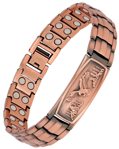 Feraco Kupferarmband für Männer – Magnetarmband aus 99,99 % reinem Kupfer mit Adler-Motiv und verstellbarem Größenwerkzeug