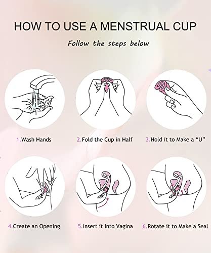 Ginalaia Kleiner Menstruationsbecher mit zusammenklappbarem Aufbewahrungsbecher, auslaufsicheres Design aus medizinischem Silikon, wiederverwendbar, für 12 Stunden geeignet (S+XS)