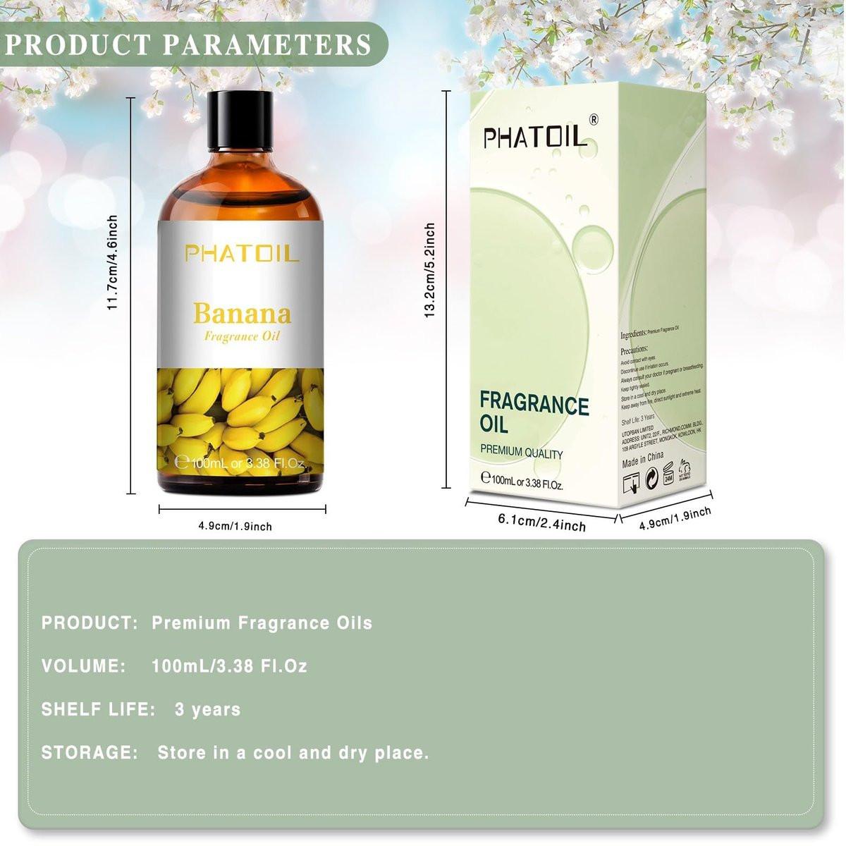PHATOIL Bananenduftöl 100ml – Aromatherapie Öl für Diffuser, DIY Kerzen & Seifen