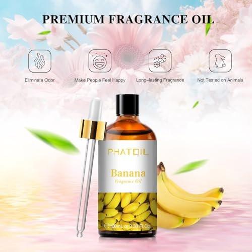 PHATOIL Bananenduftöl 100ml – Aromatherapie Öl für Diffuser, DIY Kerzen & Seifen