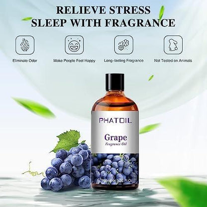 PHATOIL Trauben Duftöl 100ml – Aromatherapie Öl für Diffuser, Yoga, Hautpflege, DIY Kerzen & Seifen