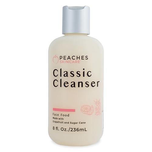 Peaches Skincare Feuchtigkeitsspendender Gesichtsreiniger – Veganer Waschschaum mit Grapefruit, Zuckerrohr und Gotu Kola – Sanft exfolierende tägliche Formel für alle Hauttypen – Klassischer Reiniger – 236 ml