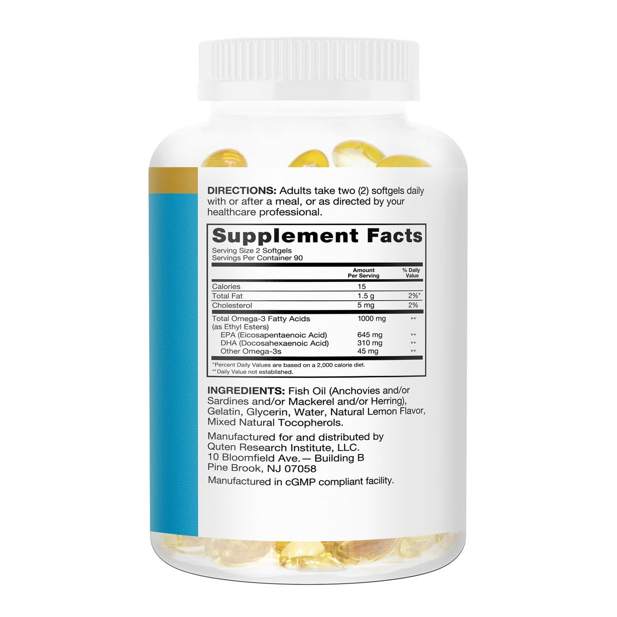 Qunol Omega-3 Fischöl Mini Weichkapseln, 1000 mg EPA + DHA, hochreine Nahrungsergänzung, Herzunterstützung, Zitronengeschmack, leicht zu schlucken, 3-Monats-Vorrat, 180 Stück