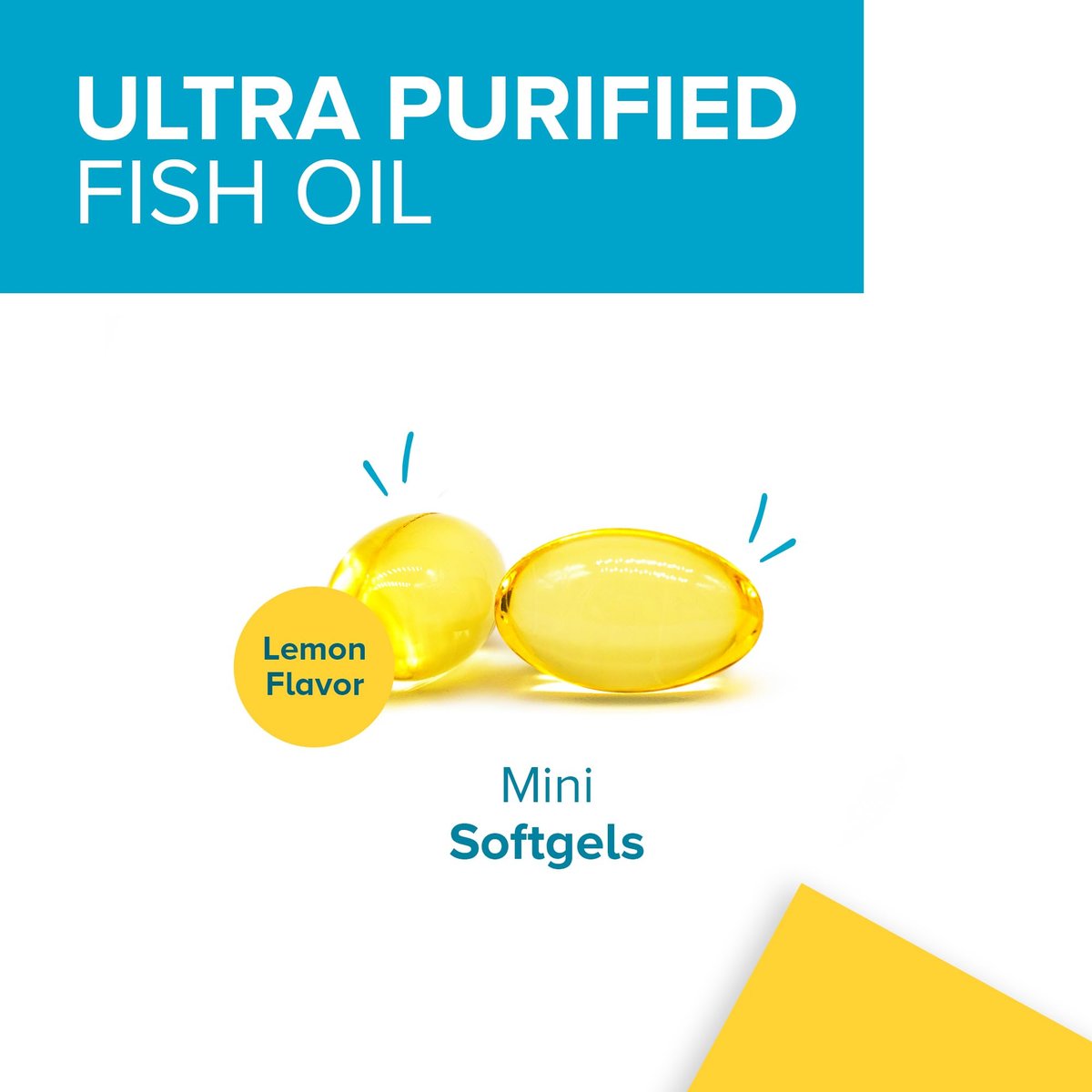 Qunol Omega-3 Fischöl Mini Weichkapseln, 1000 mg EPA + DHA, hochreine Nahrungsergänzung, Herzunterstützung, Zitronengeschmack, leicht zu schlucken, 3-Monats-Vorrat, 180 Stück