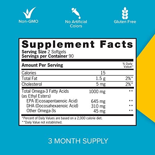 Qunol Omega-3 Fischöl Mini Weichkapseln, 1000 mg EPA + DHA, hochreine Nahrungsergänzung, Herzunterstützung, Zitronengeschmack, leicht zu schlucken, 3-Monats-Vorrat, 180 Stück
