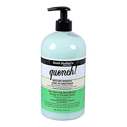 Aunt Jackie's Curls and Coils Quench – Feuchtigkeitsspendender Leave-In Conditioner für Locken, Wellen und Coils – mit Sheabutter – 24 oz Familienflasche mit Pumpe
