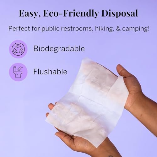 Pixie Feminine Wipes – Für unterwegs: Feuchttücher für die Intimhygiene – Sicher für Menstruationstassen & Scheiben – Biologisch abbaubar, spülbar, pH-neutral & unparfümiert (20 Tücher)