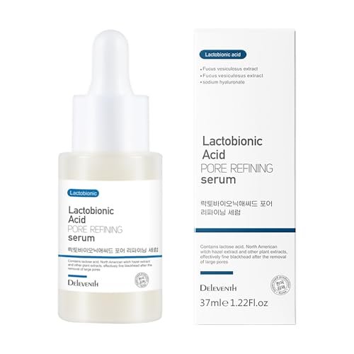 DEleventh Korean Brand Lactobionic Acid Face Serum 37 ml – Poren verfeinern, Wasser-Öl-Balance, Mitesser entfernen, glatte, strahlende Haut, feine Linien reduzieren und Textur verbessern