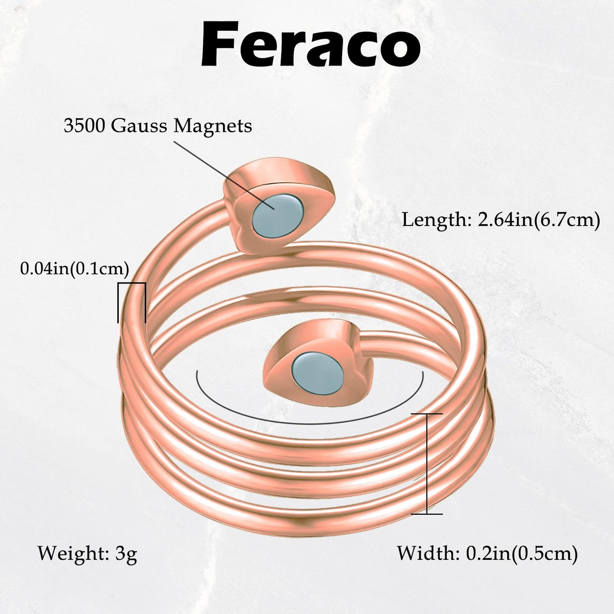 Feraco 2 Stück Magnetringe für Damen, 99,99% reiner Kupfer Daumen Magnet Finger Ring, Valentinstag Geschenke für Frauen