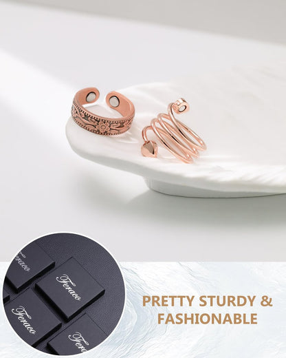 Feraco 2 Stück Magnetringe für Damen, 99,99% reiner Kupfer Daumen Magnet Finger Ring, Valentinstag Geschenke für Frauen