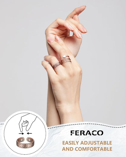 Feraco 2 Stück Magnetringe für Damen, 99,99% reiner Kupfer Daumen Magnet Finger Ring, Valentinstag Geschenke für Frauen