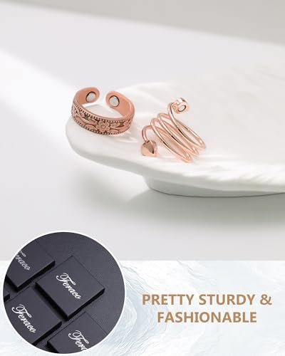 Feraco 2 Stück Magnetringe für Damen, 99,99% reiner Kupfer Daumen Magnet Finger Ring, Valentinstag Geschenke für Frauen