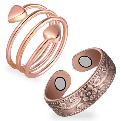Feraco 2 Stück Magnetringe für Damen, 99,99% reiner Kupfer Daumen Magnet Finger Ring, Valentinstag Geschenke für Frauen