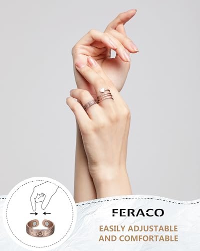 Feraco 2 Stück Magnetringe für Damen, 99,99% reiner Kupfer Daumen Magnet Finger Ring, Valentinstag Geschenke für Frauen