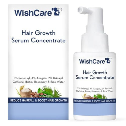 WishCare Haarwachstum Serum Konzentrat - Rosmarin, 3% Redensyl, 4% Anagain, 2% Baicapil, Koffein, Biotin, pflanzliches Keratin & Reiswasser