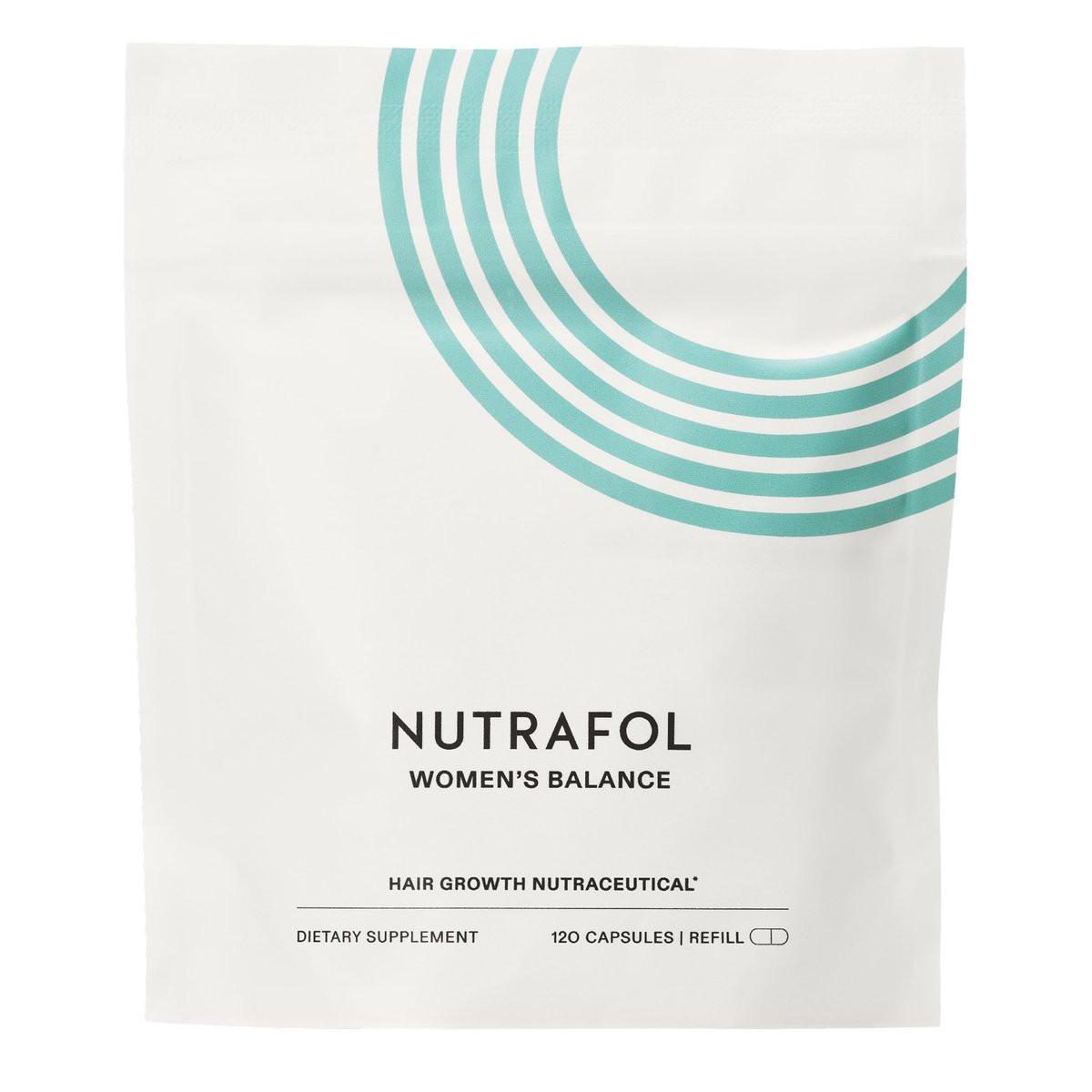 Nutrafol Women's Balance Haarwachstums-Ergänzungsmittel, ab 45 Jahren, klinisch erwiesen für sichtbar dickeres Haar und Kopfhautabdeckung in 3-6 Monaten, von Dermatologen empfohlen – 1-Monats-Vorrat Nachfüllbeutel