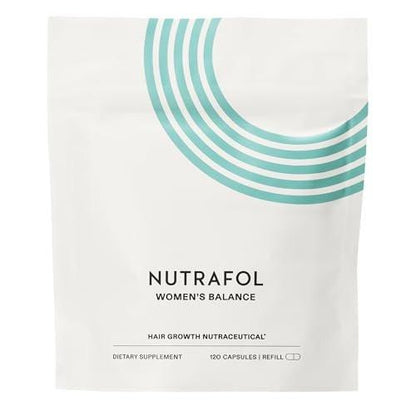 Nutrafol Women's Balance Haarwachstums-Ergänzungsmittel, ab 45 Jahren, klinisch erwiesen für sichtbar dickeres Haar und Kopfhautabdeckung in 3-6 Monaten, von Dermatologen empfohlen – 1-Monats-Vorrat Nachfüllbeutel