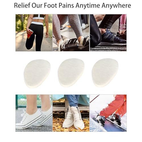 20er-Pack Metatarsal-Pads für Damen und Herren, Filz-Ballenpolster, selbstklebende Fußpolster für Vorfuß und Sohle, Unterstützung bei Metatarsalgie und Morton-Neurom, Weiß
