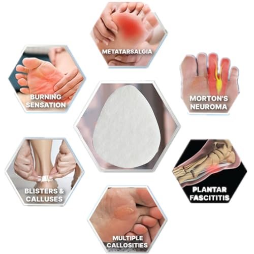 20er-Pack Metatarsal-Pads für Damen und Herren, Filz-Ballenpolster, selbstklebende Fußpolster für Vorfuß und Sohle, Unterstützung bei Metatarsalgie und Morton-Neurom, Weiß