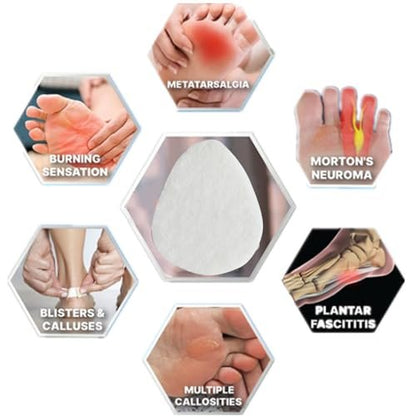 20er-Pack Metatarsal-Pads für Damen und Herren, Filz-Ballenpolster, selbstklebende Fußpolster für Vorfuß und Sohle, Unterstützung bei Metatarsalgie und Morton-Neurom, Weiß
