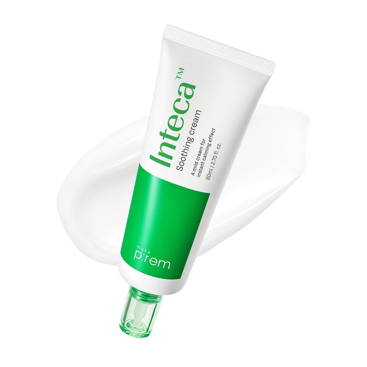 MAKE P:REM INTECA™ Soothing Cream – 2,7x schnellere Hilfe bei Hautunreinheiten mit fortschrittlicher, nicht-komedogener Centella Asiatica für zu Akne neigende, empfindliche Haut, alle Hauttypen, koreanische vegane Feuchtigkeitscreme, 80 ml