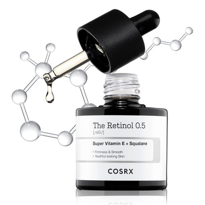COSRX Retinol 0.5 Öl – Anti-Aging Serum mit 0,5 % Retinoid für das Gesicht – Reduziert Falten und feine Linien – Sanfte Hautpflege für Tag und Nacht – Koreanische Hautpflege