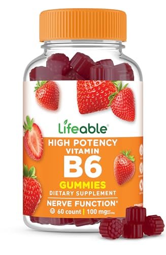 Lifeable Vitamin B6 Gummis | 100 mg | Leckerer B6-Vitamin-Komplex | Vegane B6 Vitamine zur Nervenunterstützung | Für Erwachsene, Männer und Frauen | 60 Gummis