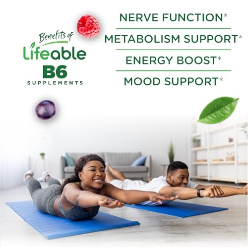 Lifeable Vitamin B6 Gummis | 100 mg | Leckerer B6-Vitamin-Komplex | Vegane B6 Vitamine zur Nervenunterstützung | Für Erwachsene, Männer und Frauen | 60 Gummis