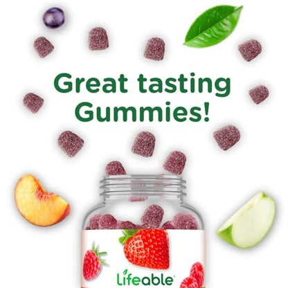Lifeable Vitamin B-Komplex Gummis für Erwachsene | mit Vitamin C | Leckerer Geschmack | Für Energie und Nervensystem | Vegane B-Komplex Vitamine für Frauen, Männer | 90 Gummis