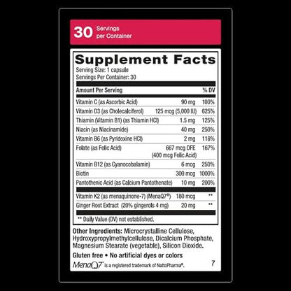 Weider Arteriengesundheit – Arterienflexibilität & Herzgesundheit mit Vitamin K2, D3 & Ingwer – Knochen- & Immununterstützung* – Glutenfrei & Vegan – 30 Veggie-Kapseln
