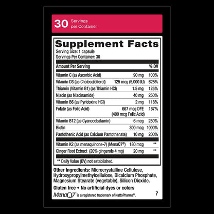 Weider Arteriengesundheit – Arterienflexibilität & Herzgesundheit mit Vitamin K2, D3 & Ingwer – Knochen- & Immununterstützung* – Glutenfrei & Vegan – 30 Veggie-Kapseln