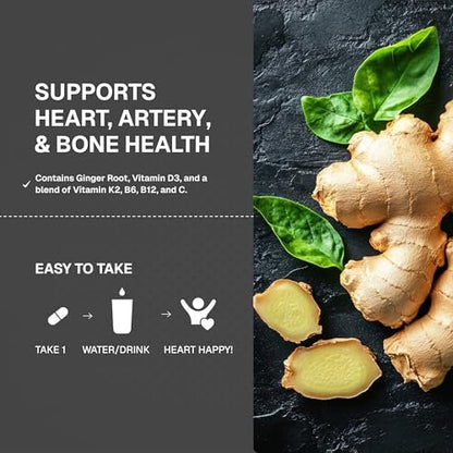 Weider Arteriengesundheit – Arterienflexibilität & Herzgesundheit mit Vitamin K2, D3 & Ingwer – Knochen- & Immununterstützung* – Glutenfrei & Vegan – 30 Veggie-Kapseln