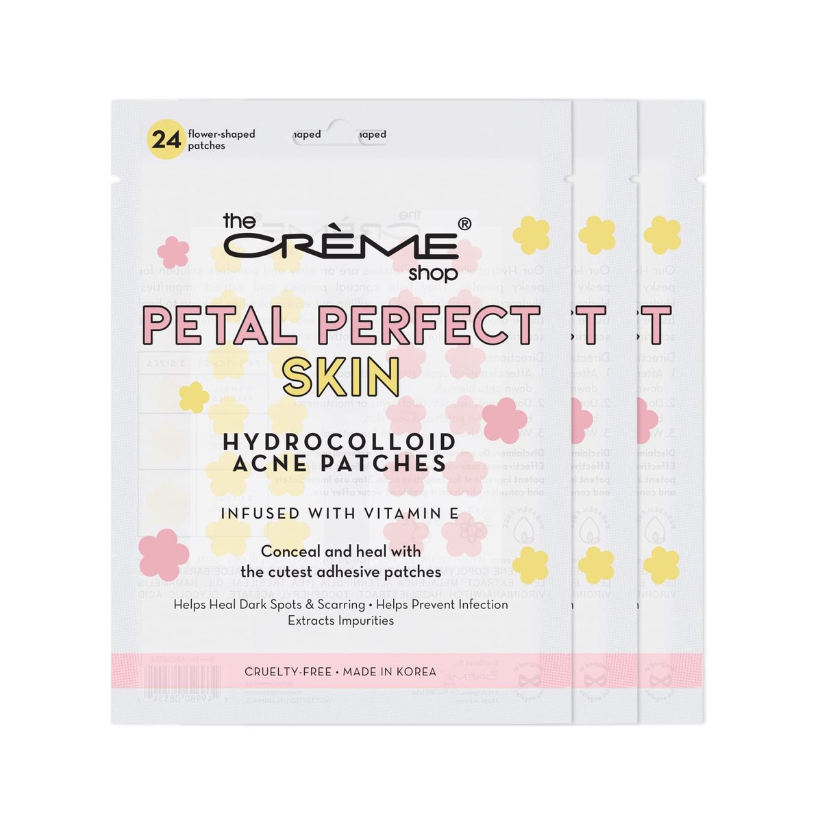 The Crème Shop Petal Perfect Skin - Hydrokolloid-Akne-Pflaster | Pink & Gelb (3er-Pack)
